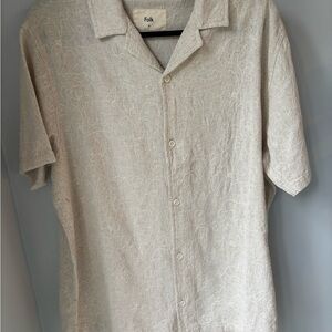 Folk Men's Casual Cream Button Down Shirt NWOT